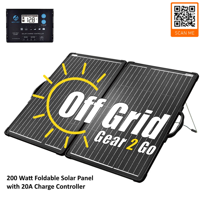 AcoPower 200W Portable Foldable Solar Panel with 20A Charge Controller